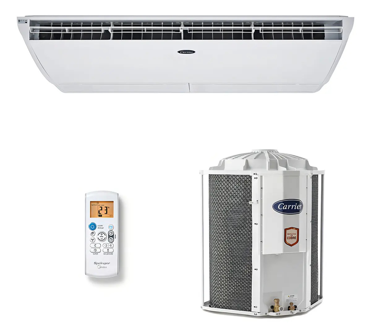 Ficha técnica Springer Midea Split Teto Carrier Xperience Fixo 57.000 BTU/h Frio Trifásico Branco 42ZQB60C5/38CCW060535MC