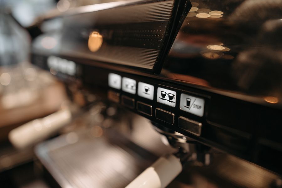 Painel de cafeteira espresso rápida para casa